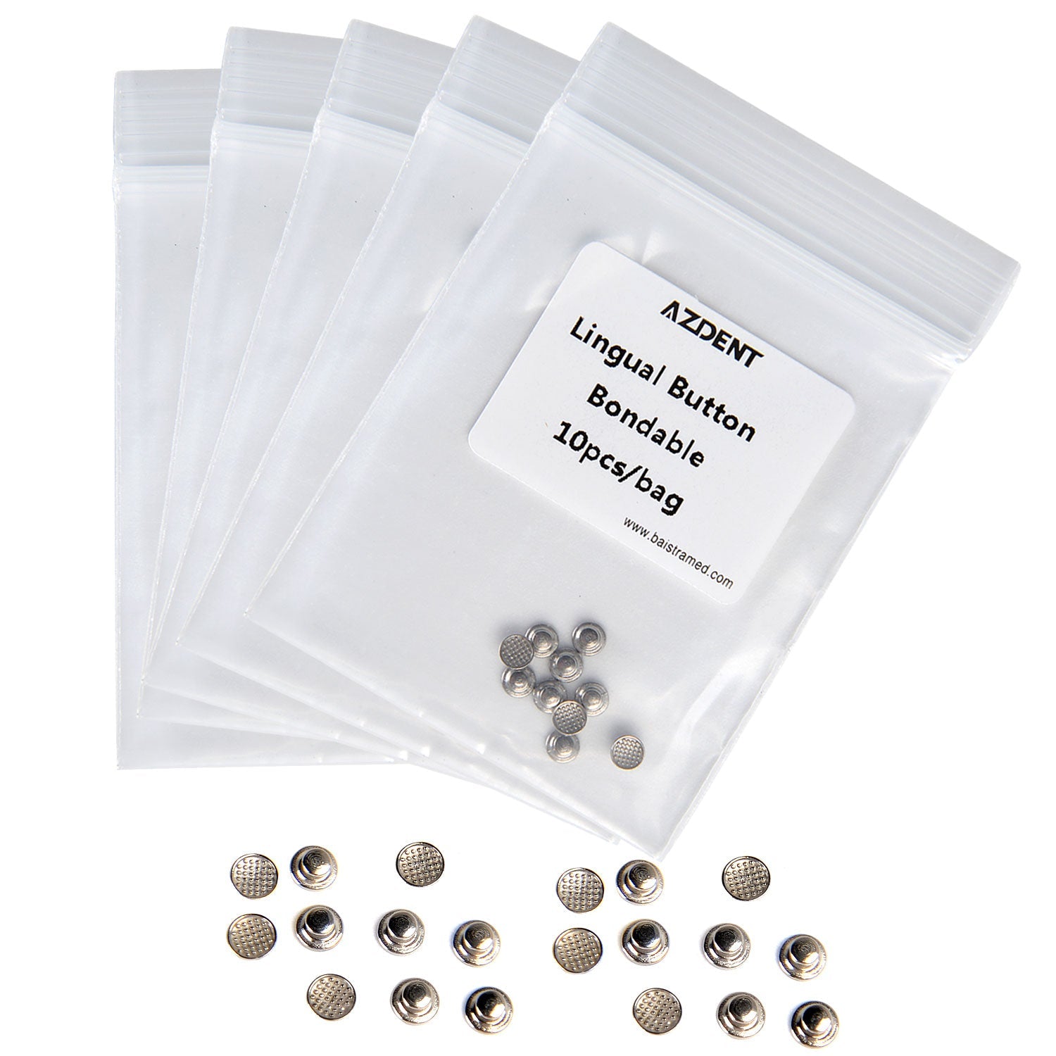 5Bags AZDENT Dental Lingual Button Bondable Stainless Steel Round Base 10pcs/Bag - azdentall.com