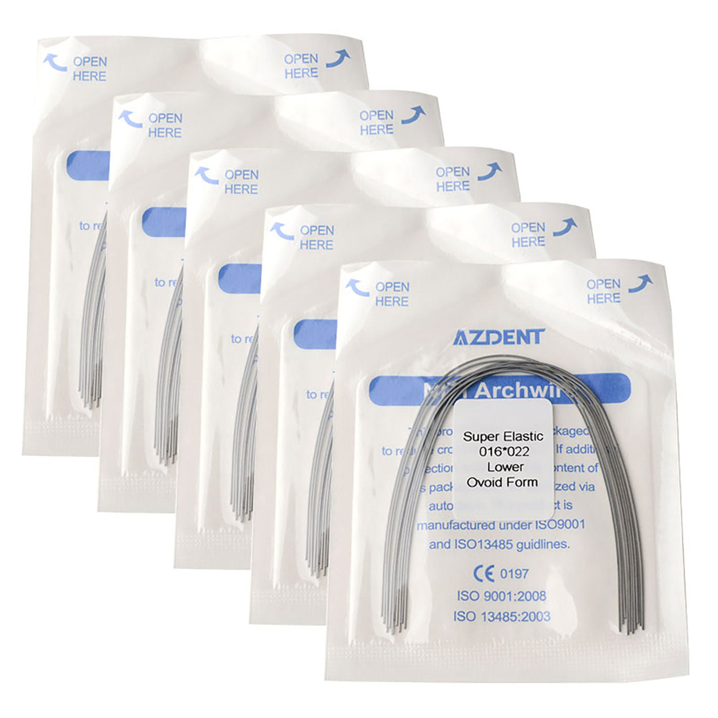 5 Bags AZDENT Dental Orthodontic Archwires Niti Super Elastic Ovoid Rectangular 0.016x0.022 Lower 10pcs/Pack - azdentall.com