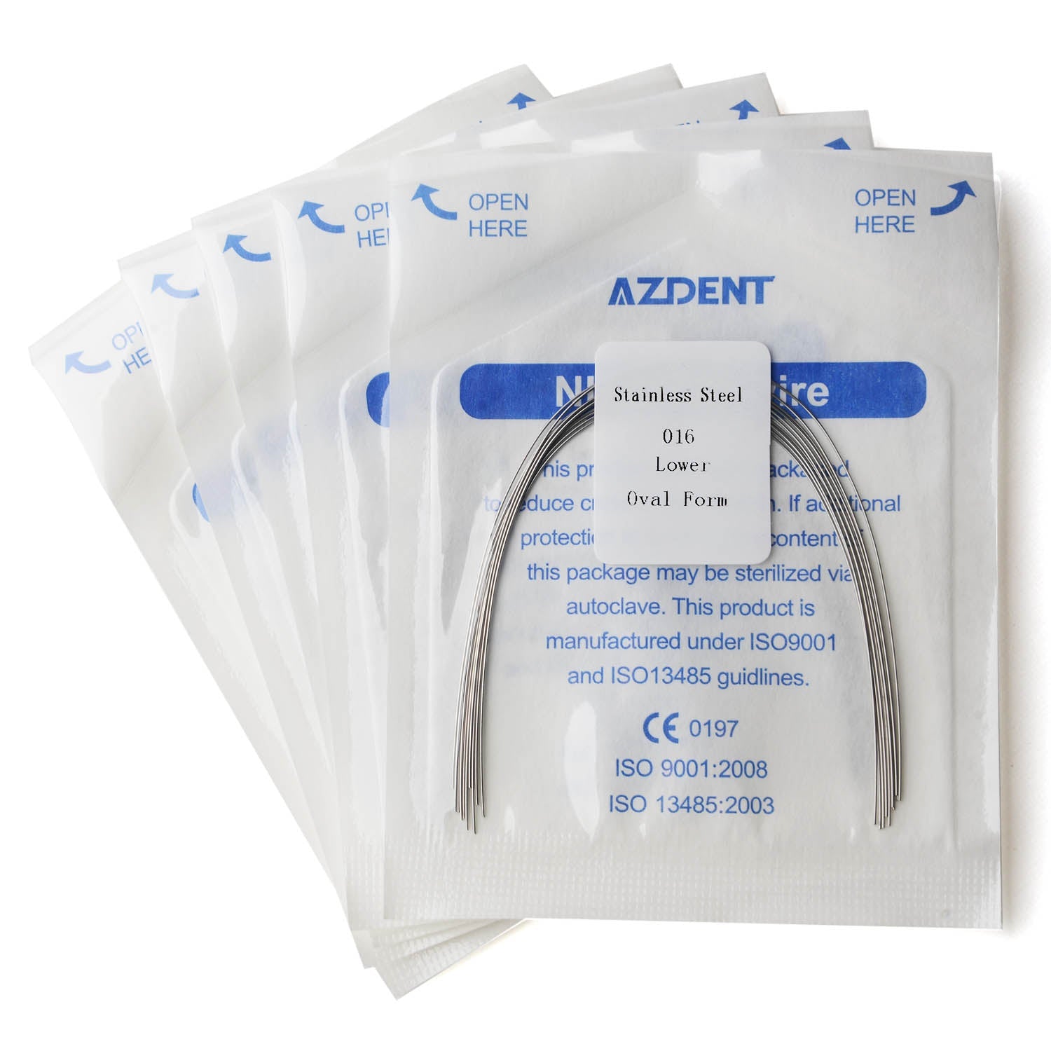 AZDENT Dental Orthodontic Archwire Stainless Steel Round Oval Full Size 10 pcs/Pack-azdentall.com