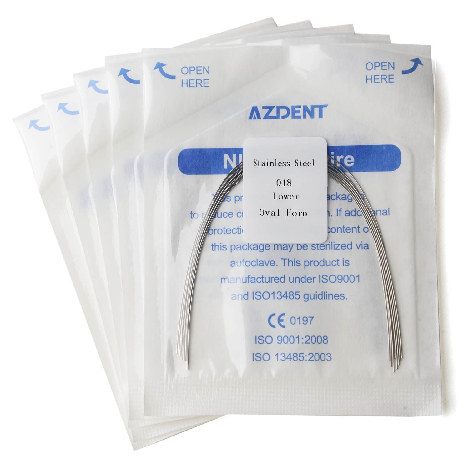 AZDENT Dental Orthodontic Archwire Stainless Steel Round Oval Full Size 10 pcs/Pack-azdentall.com