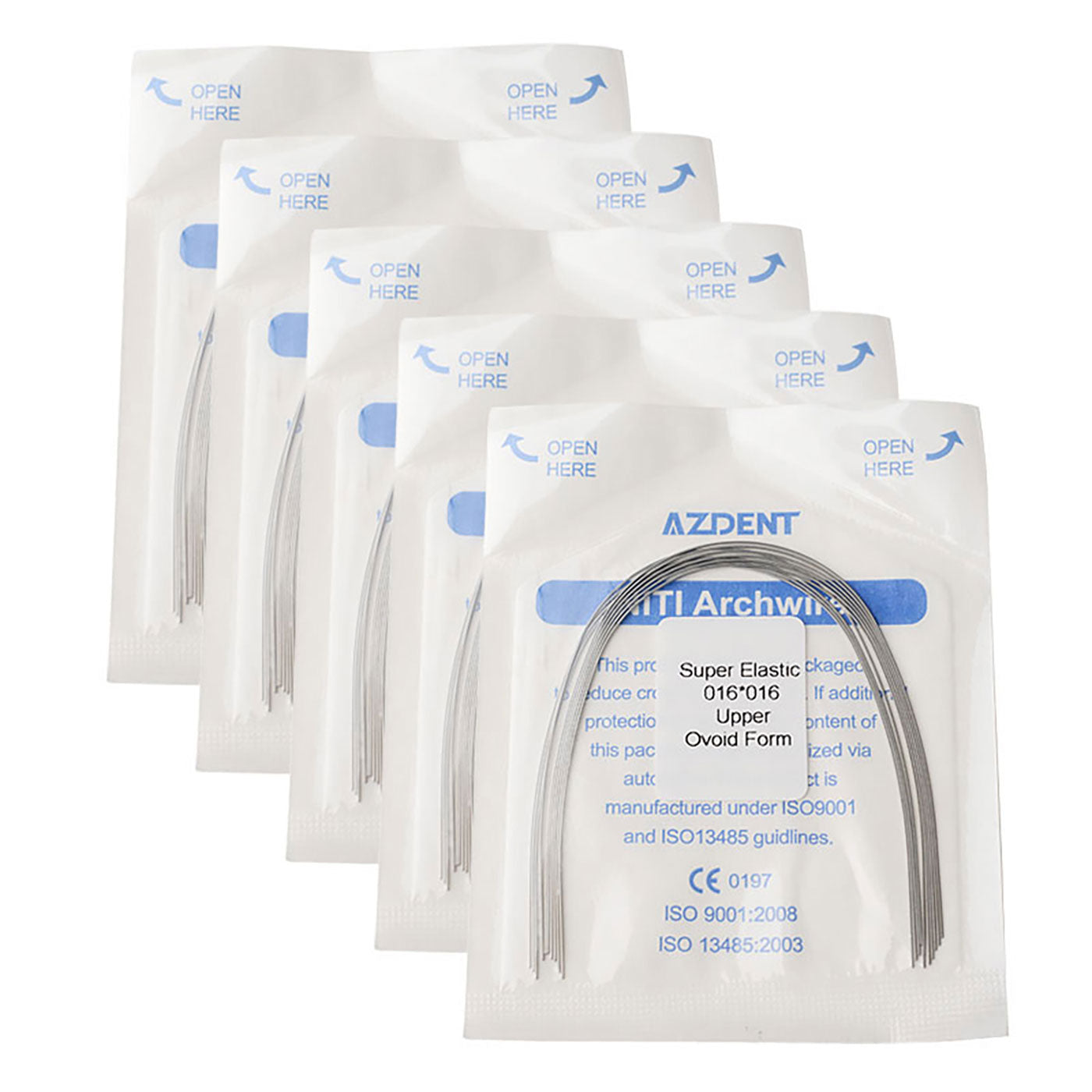 5 Bags AZDENT Dental Orthodontic Archwires Niti Super Elastic Ovoid Rectangular 0.016x0.016 Upper 10pcs/Pack - azdentall.com