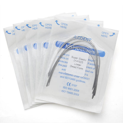 5 Bags AZDENT Dental Orthodontic Archwires Niti Super Elastic Ovoid Rectangular 0.014x0.025 Lower 10pcs/Pack - azdentall.com