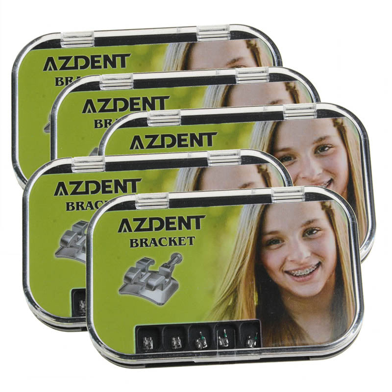 AZDENT Dental Metal Brackets MIM Monoblock Mini Roth .022 Hooks on 345 20pcs/Box