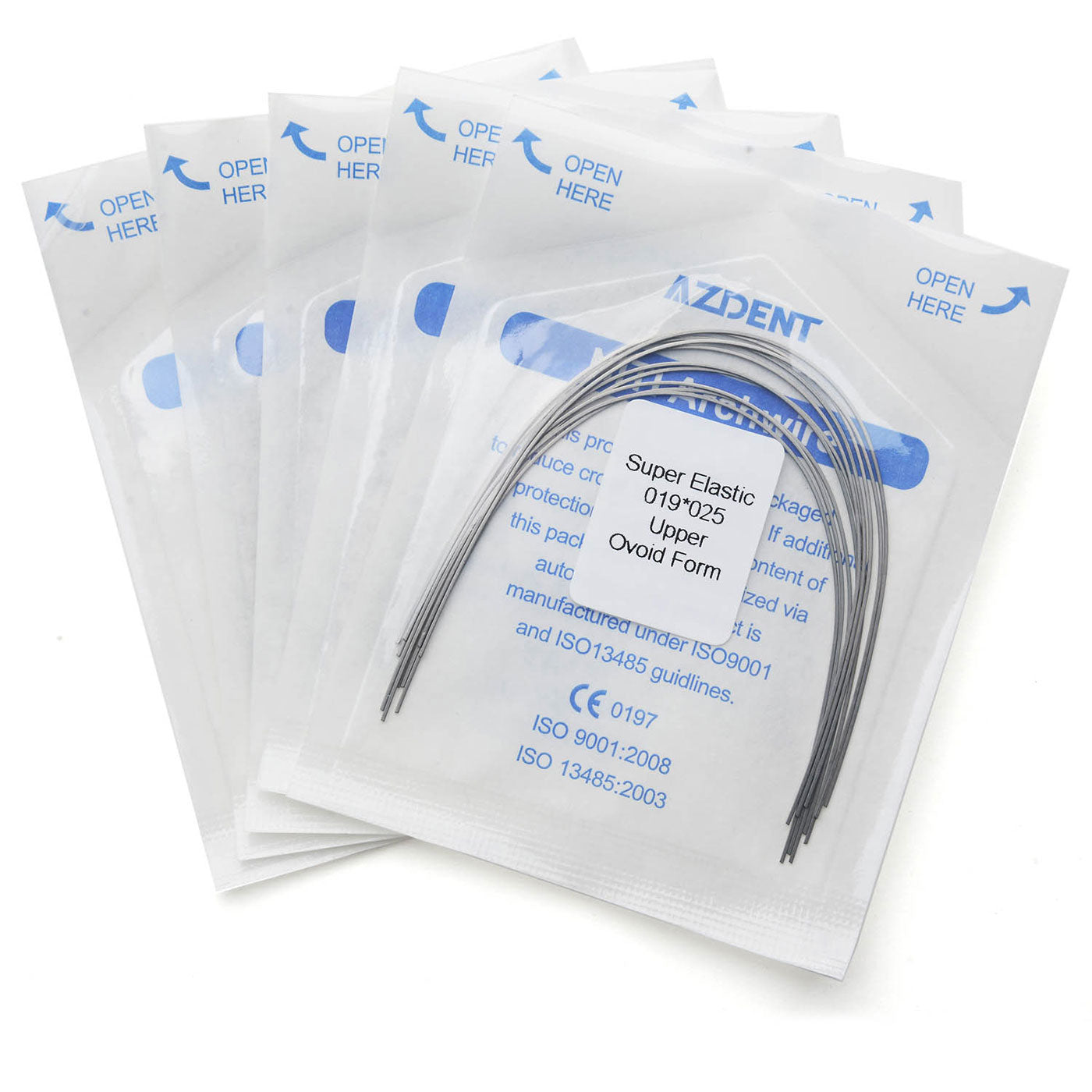 5 Bags AZDENT Dental Orthodontic Archwires Niti Super Elastic Ovoid Rectangular 0.019x0.025 Upper 10pcs/Pack - azdentall.com