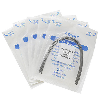 5 Bags AZDENT Dental Orthodontic Archwires Niti Super Elastic Ovoid Rectangular 0.017x0.025 Upper 10pcs/Pack - azdentall.com