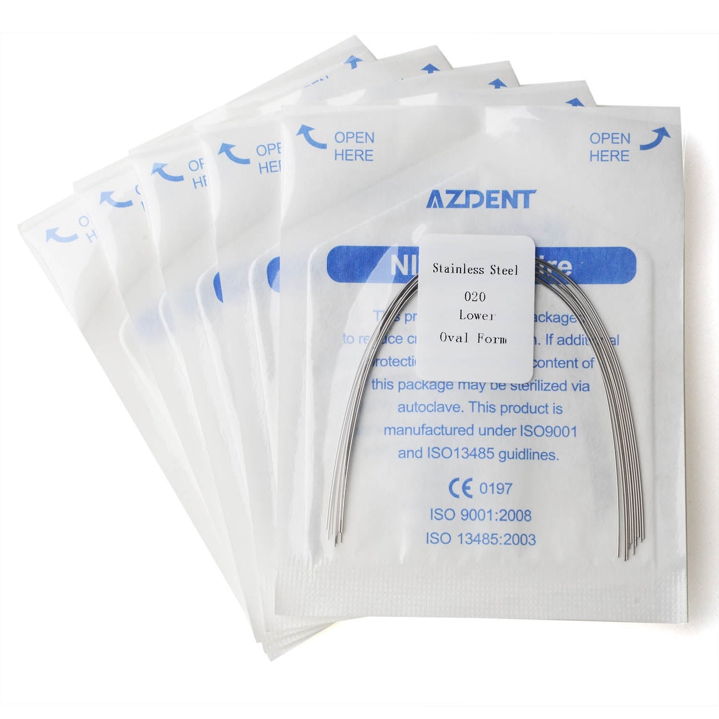 AZDENT Dental Orthodontic Archwire Stainless Steel Round Oval Full Size 10 pcs/Pack-azdentall.com