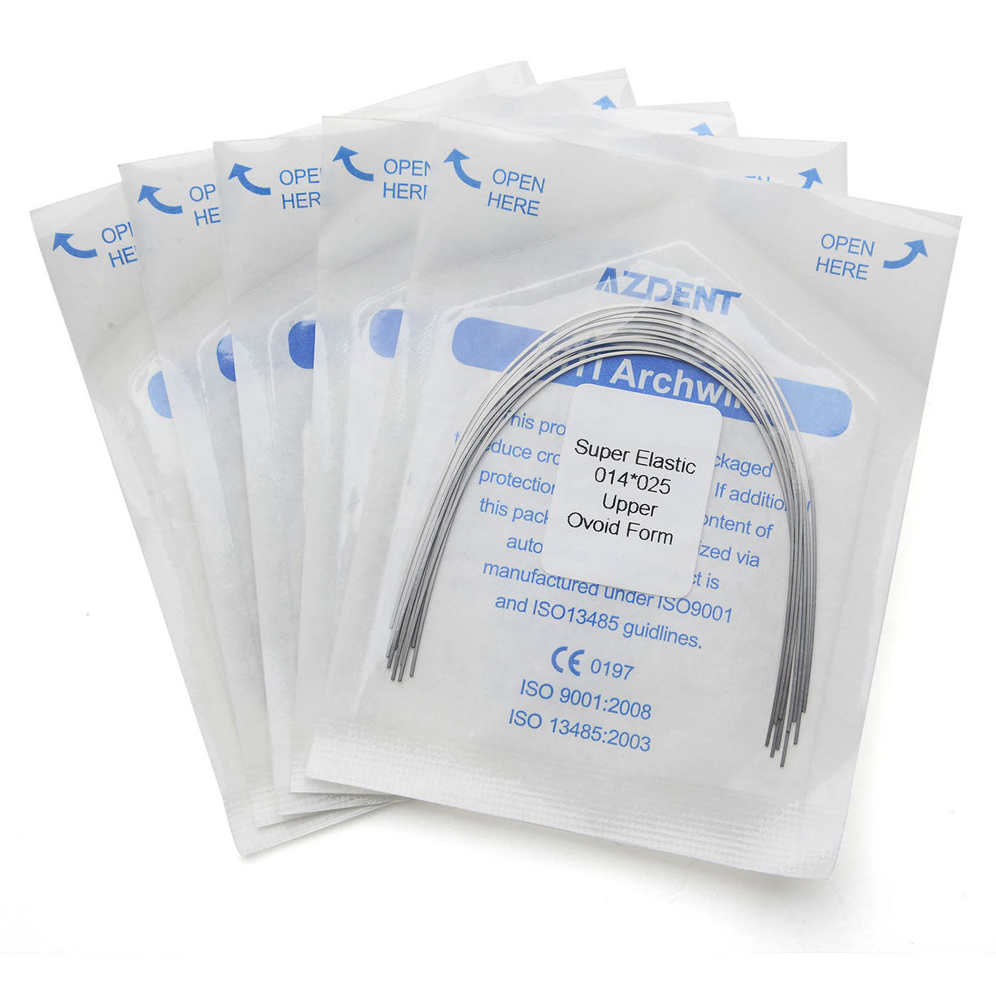 5 Bags AZDENT Dental Orthodontic Archwires Niti Super Elastic Ovoid Rectangular 0.014x0.025 Upper 10pcs/Pack - azdentall.com