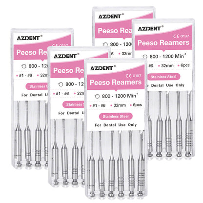 AZDENT Dental Engine Files Staniless Steel Peeso Reamers 32mm #1-6 6pcs/Box-azdentall.com