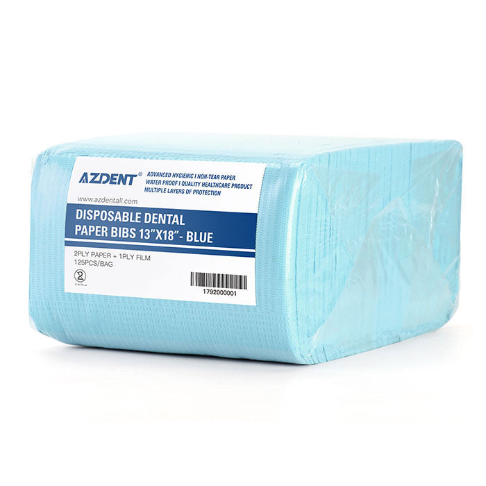 AZDENT Dental Disposable Patient Bibs 13"x18" 2-Ply Paper/1-Ply Poly 125pcs/Pack - azdentall.com