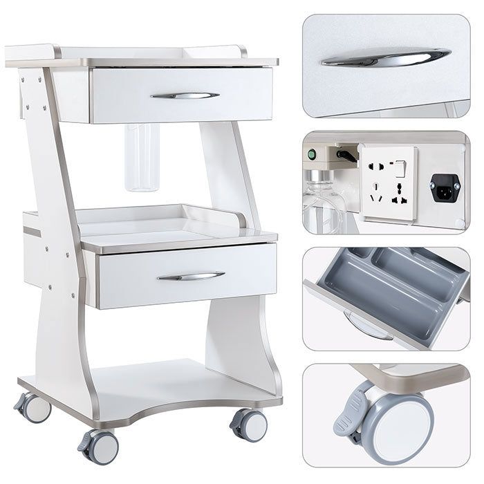 AZDENT Dental Mobile Cart Metal Built-in Socket With Auto-water Bottle Supply System - azdentall.com