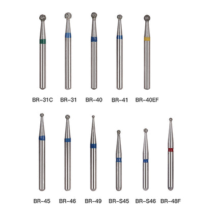 AZDENT Diamond Bur FG BR Series Full Size Round 5pcs/Pack-azdentall.com