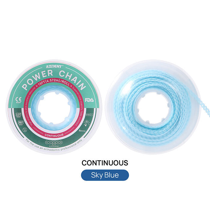 AZDENT Dental Orthodontic Colored Elastic Power Chain 15 Ft/Spool 10 Colors - azdentall.com