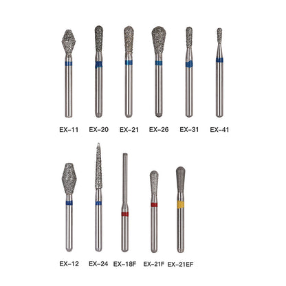 AZDENT Diamond Bur FG EX Series Full Size Barrel 5pcs/Pack-azdentall.com