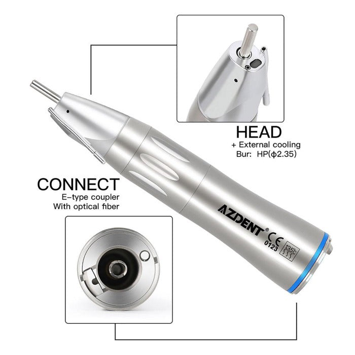 AZDENT 1:1 Dental Fiber Optic Slow Speed Straight Handpiece - azdentall.com
