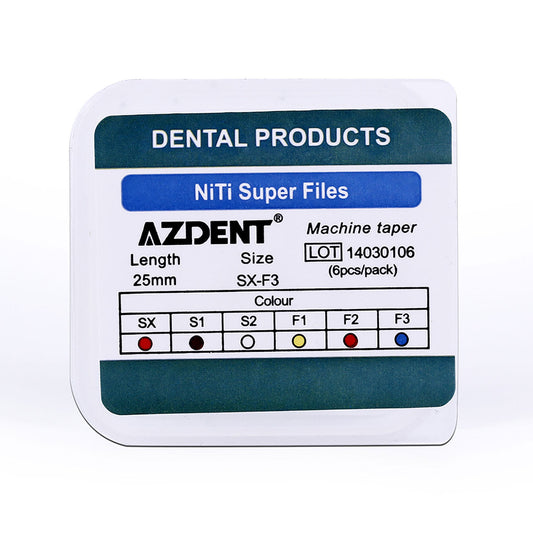 AZDENT Dental NiTi Protaper Rotary Engine Files 25mm Assorted SX-F3 6pcs/Pk-azdentall.com