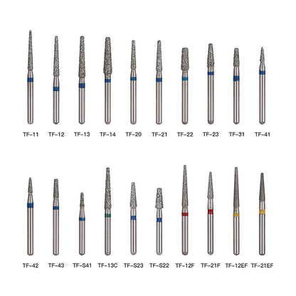 AZDENT Diamond Bur TF Series Full Size Flat Cone 5pcs/Pack-azdentall.com