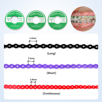 Dental Orthodontic PowerChain Long/Short/Continuous Colorful 15 ft/Roll 10 Rolls - azdentall.com