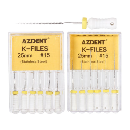 AZDENT Dental Hand K-Files Stainless Steel 25mm #15-80 6p/Pk 9 Color-azdentall.com