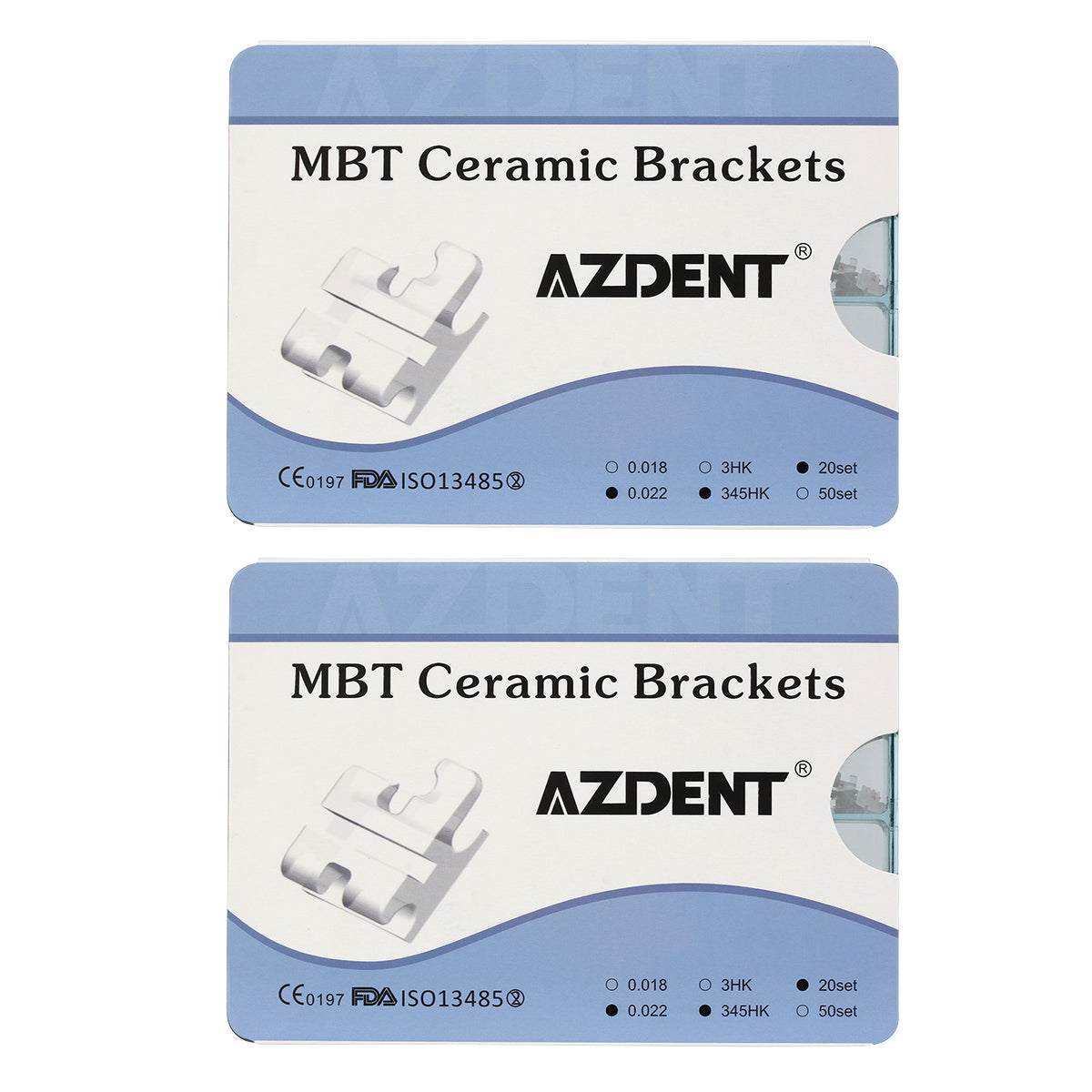 2 Boxes AZDENT Dental Orthodontic Ceramic Brackets MBT .022 345Hooks 400pcs/Box - azdentall.com