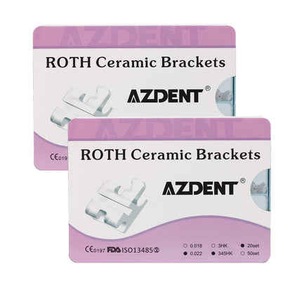 2 Boxes AZDENT Dental Orthodontic Ceramic Brackets Roth .022 345Hooks 400pcs/Box - azdentall.com