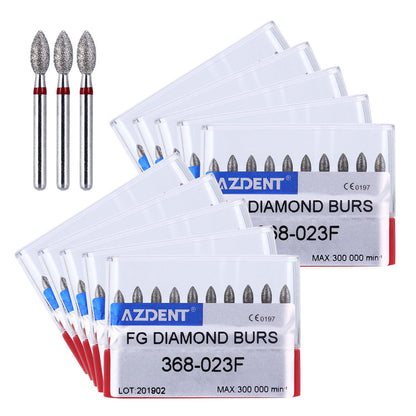 AZDENT Diamond Bur FG 368-023F Football Red 10pcs/Kit-azdentall.com