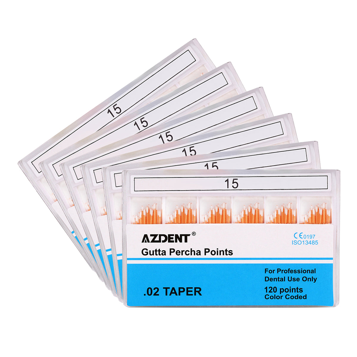 AZDENT Gutta Percha Points #15-40 Taper Size 0.02 Color Coded 7 Models 120/Box-azdentall.com