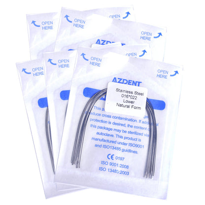 AZDENT Archwire Stainless Steel Natural Form Rectangular 0.016 x 0.022 Upper 10pcs/Pack-azdentall.com