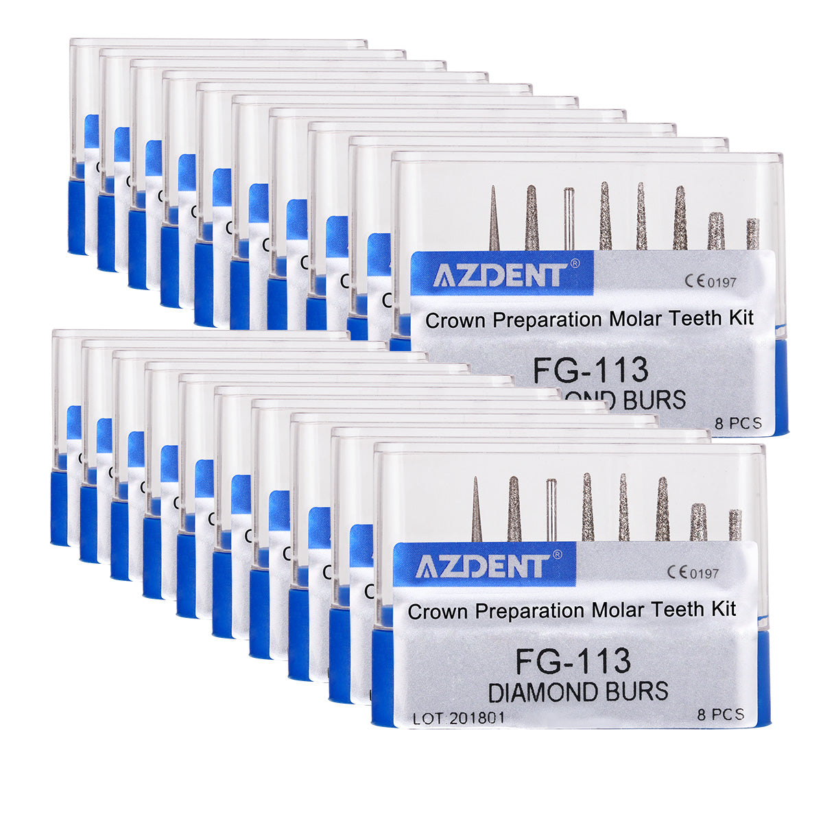 AZDENT Dental Diamond Bur FG-113 Crown Preparation Molar Teeth Kit 8pcs/Kit-azdentall.com