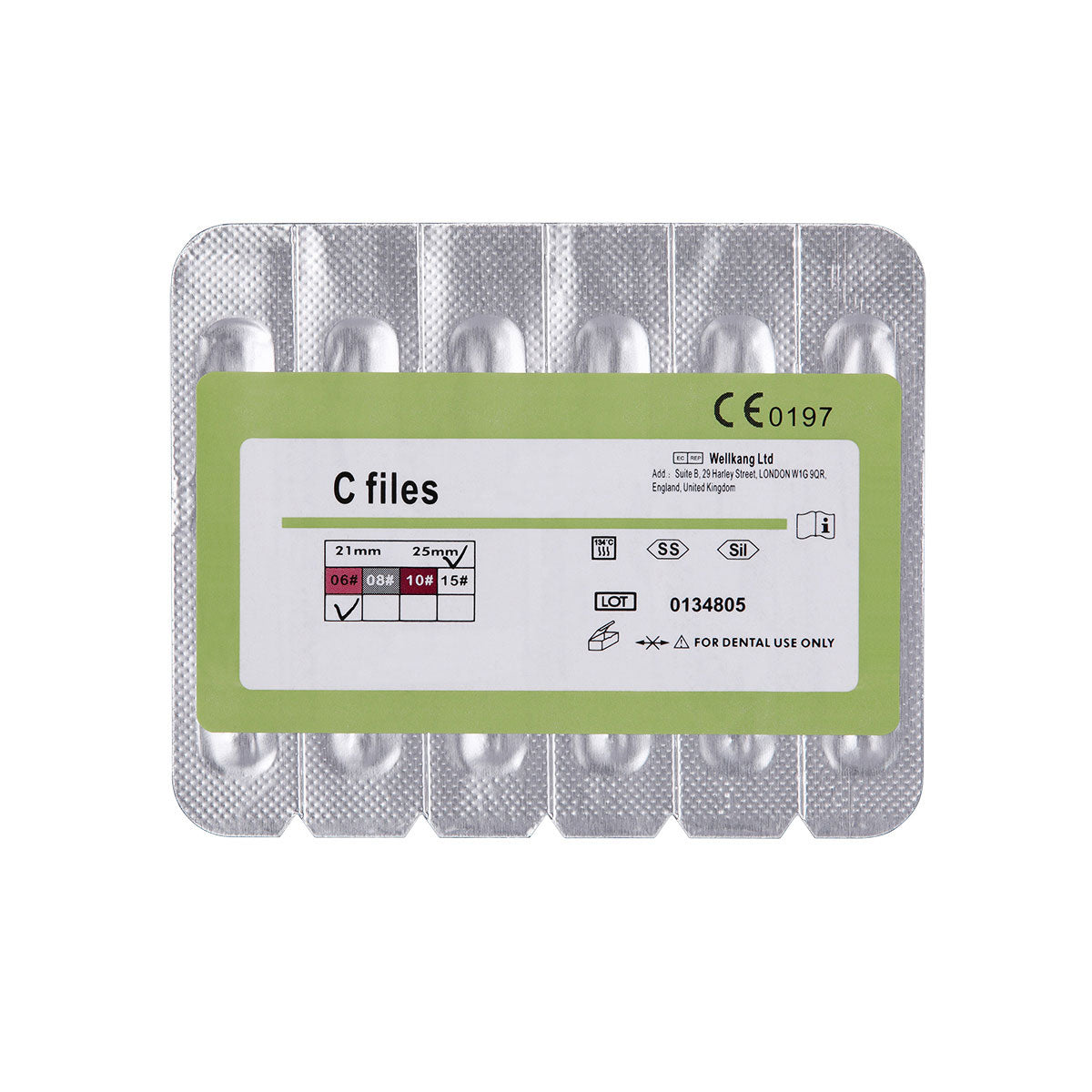 Dental C Files Hand Use Stainless Steel 25mm #6 6pcs/Pack-azdentall.com