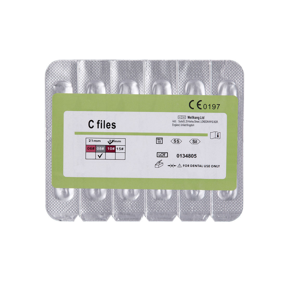 Dental C Files Hand Use Stainless Steel 25mm #8 6pcs/Pack-azdentall.com