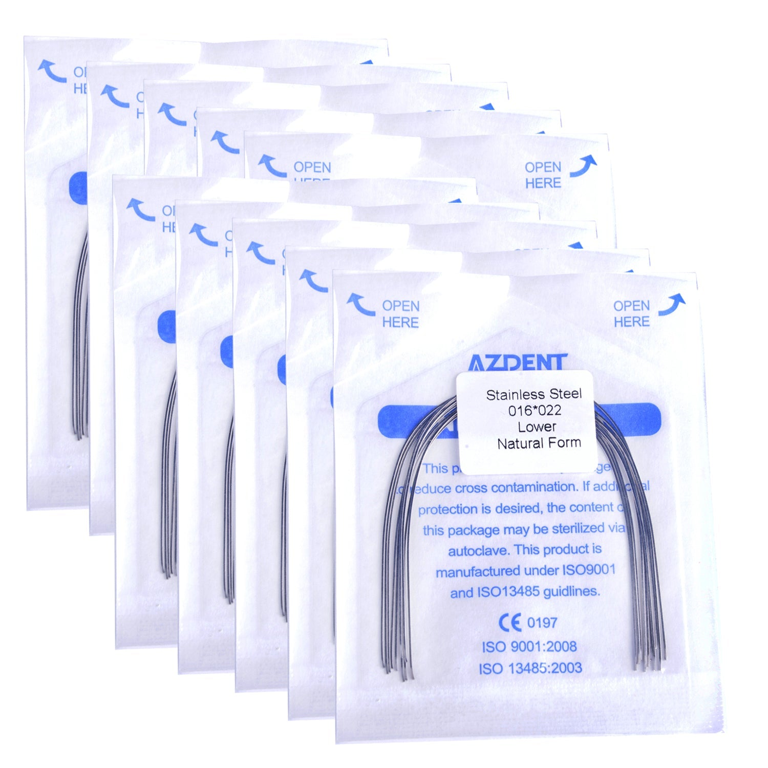 AZDENT Archwire Stainless Steel Natural Form Rectangular 0.017 x 0.022 Lower 10pcs/Pack-azdentall.com