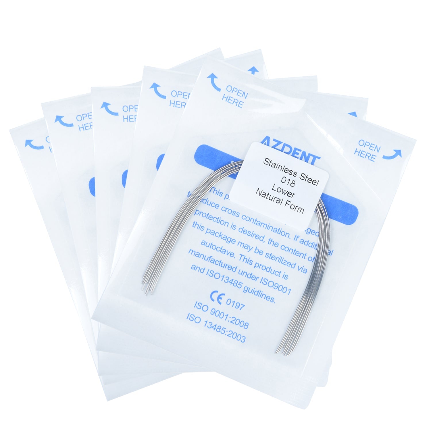 AZDENT Dental Orthodontic Archwire Stainless Steel Round Natural Full Size 10pcs/Pack-azdentall.com