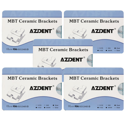 5 Boxes AZDENT Dental Orthodontic Ceramic Brackets MBT .022 345Hooks 400pcs/Box - azdentall.com