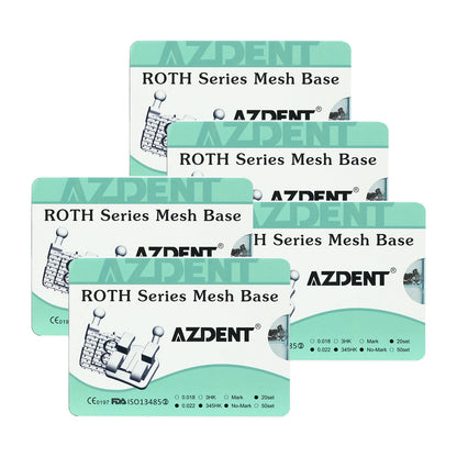 5 Boxes AZDENT Dental Mesh Base Metal Brackets Mini Roth .022 Hooks on 345 400pcs/Box - azdentall.com