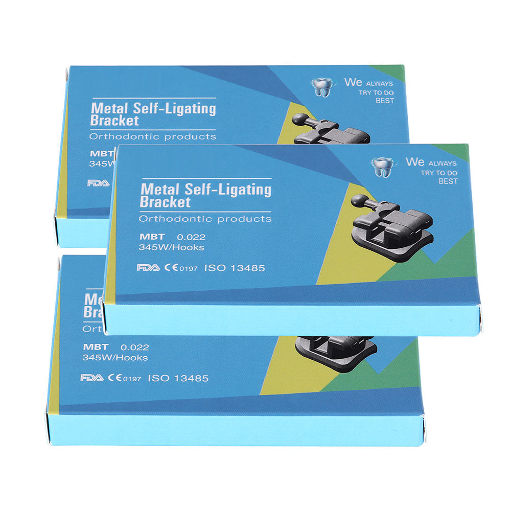 3boxes AZDENT Dental Metal Self Ligating Mini Bracket MBT .022 Hooks 345 With 4 Buccal Tube 20+4/Box - azdentall.com