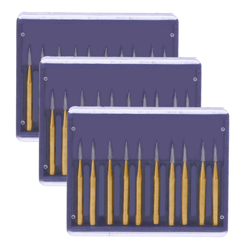 3 boxes Dental Carbide Burs FG 7901 Needle Shaped Trimming & Finishing 10pcs/Box - azdentall.com