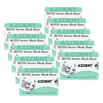 10 Boxes AZDENT Dental Mesh Base Metal Brackets Mini Roth .022 Hooks on 345 400pcs/Box - azdentall.com