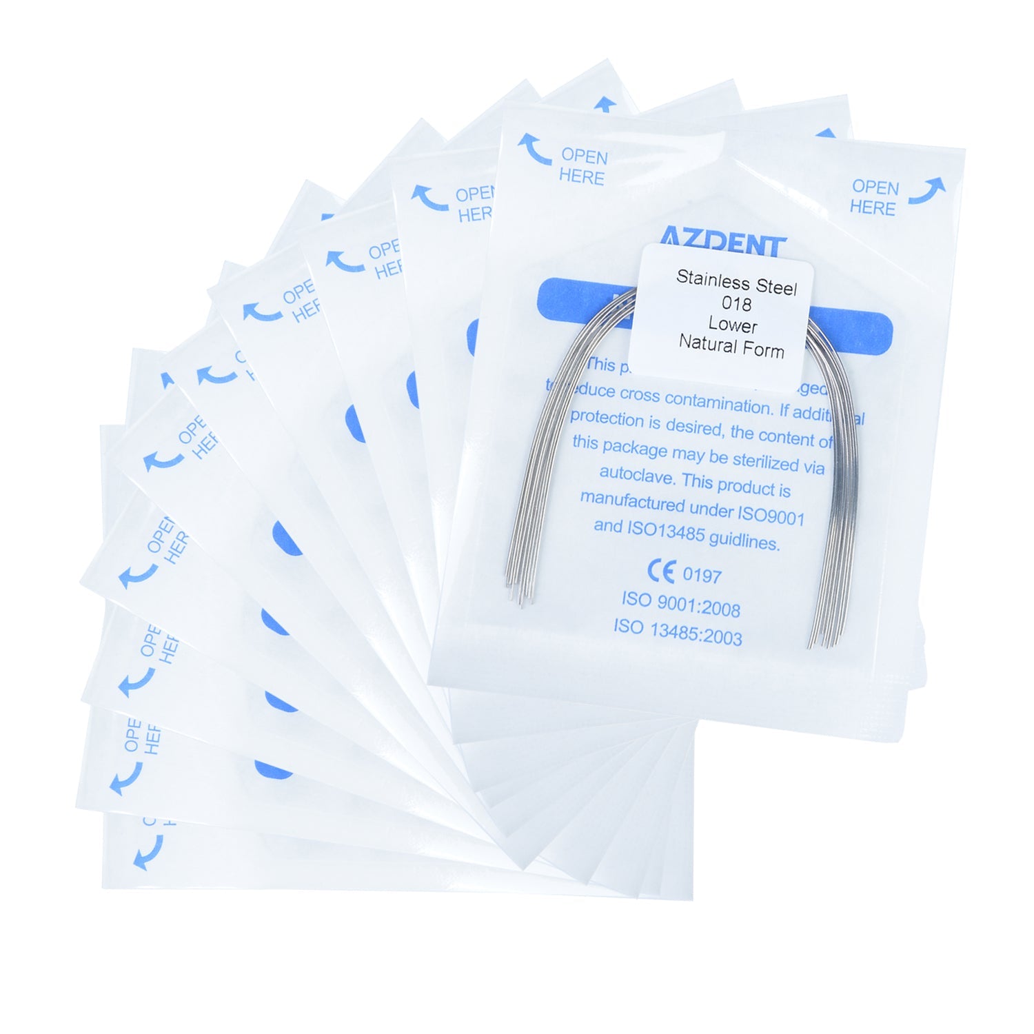 AZDENT Dental Orthodontic Archwire Stainless Steel Round Natural Full Size 10pcs/Pack-azdentall.com