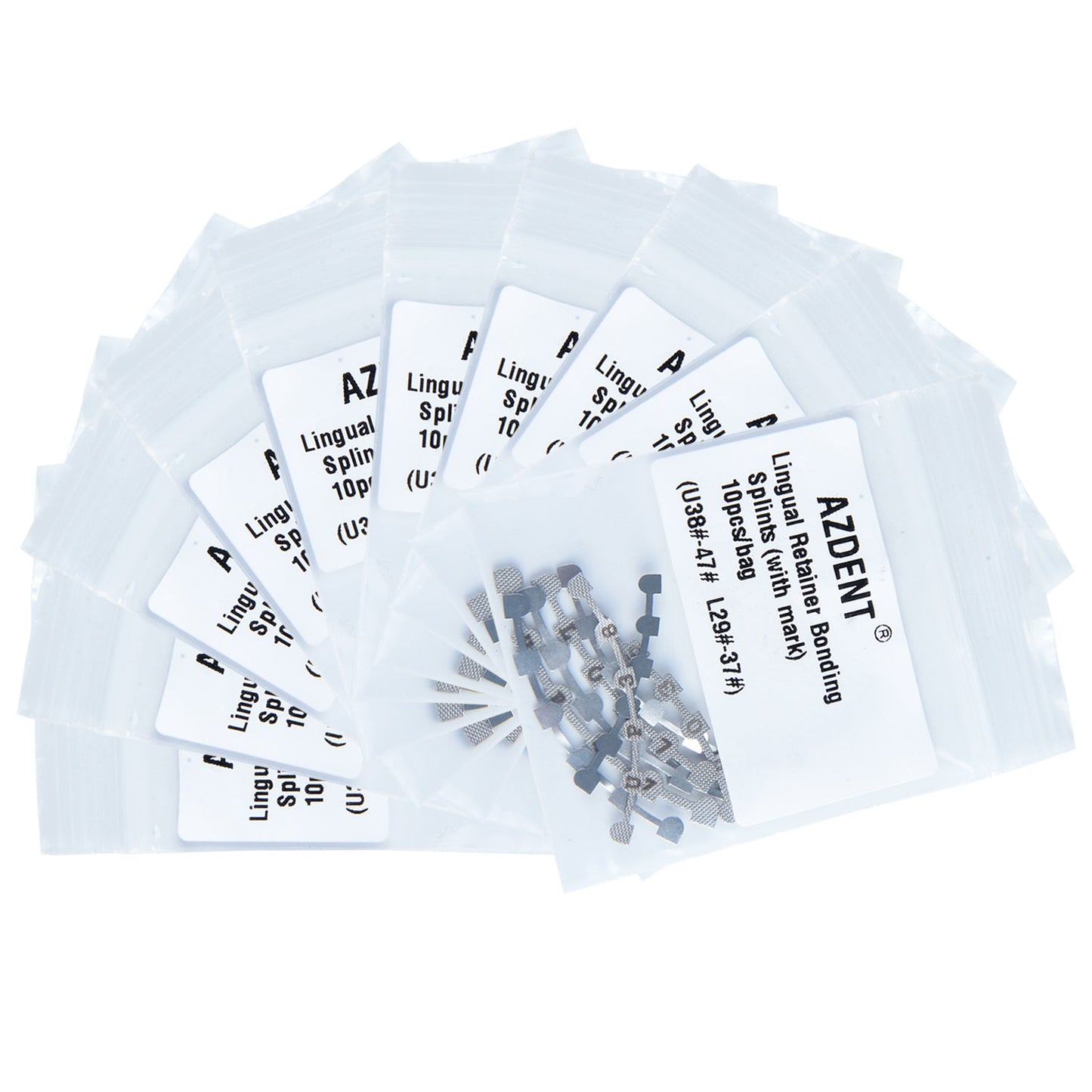 10 Bags AZDENT Dental Lingual Retainer Bonding Splits U#38-47 & L#29-37 With Mark 10pcs/Bag - azdentall.com