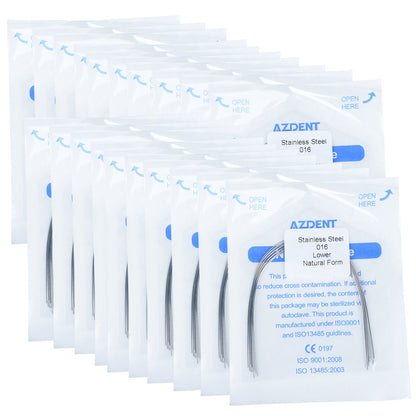 AZDENT Dental Orthodontic Archwire Stainless Steel Round Natural Full Size 10pcs/Pack-azdentall.com