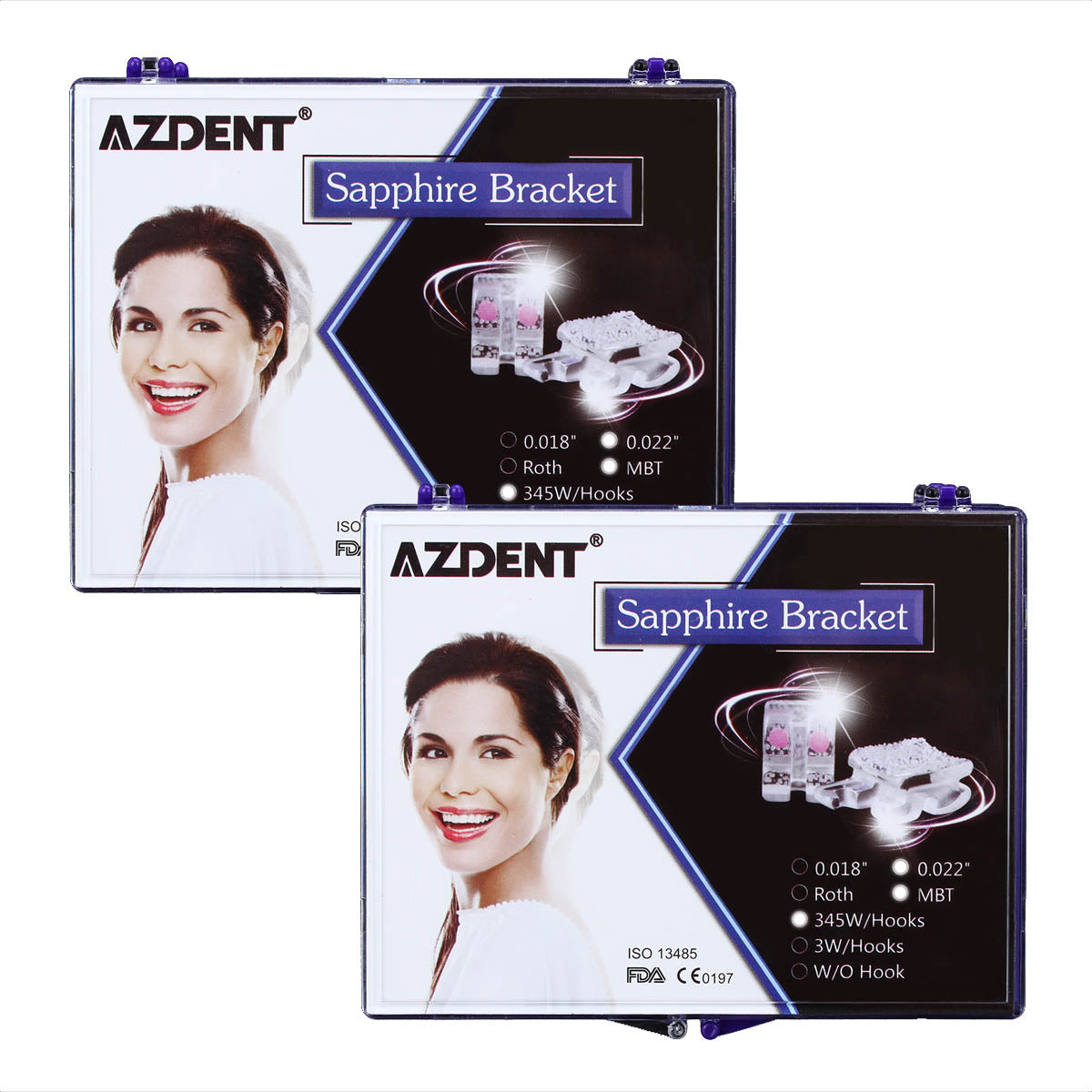 2 Boxes AZDENT Dental Orthodontic Ceramic Bracket Positioning Monocrystalline Sapphire Buccal Tube Mini MBT 0.022 345Hooks 28pcs/Kit - azdentall.com