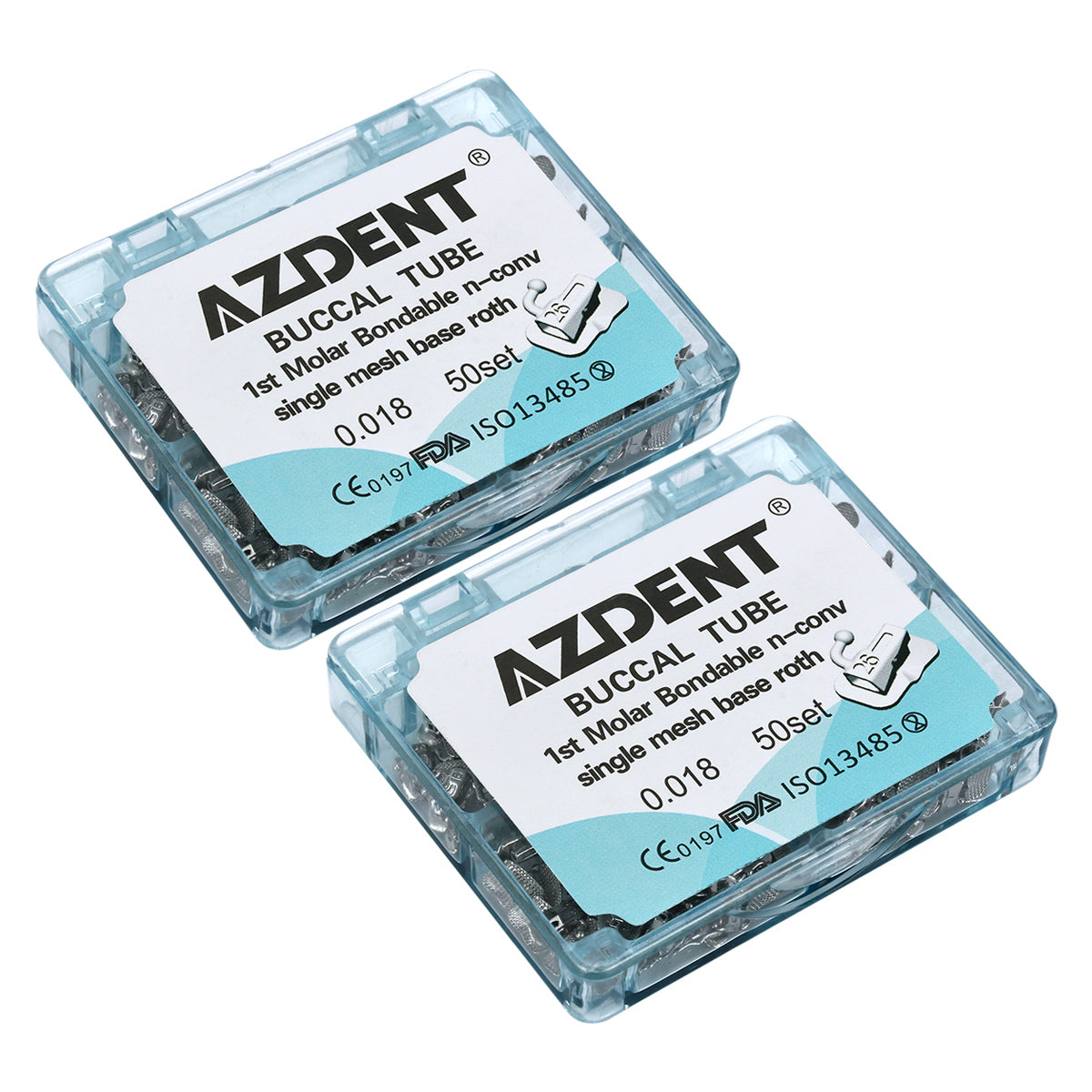 2 Boxes AZDENT Dental Orthodontic Buccal Tube 1st Molar Bondable Split Non-Convertible Roth 0.018 (UR UL LL LR) 50Sets/Box - azdentall.com