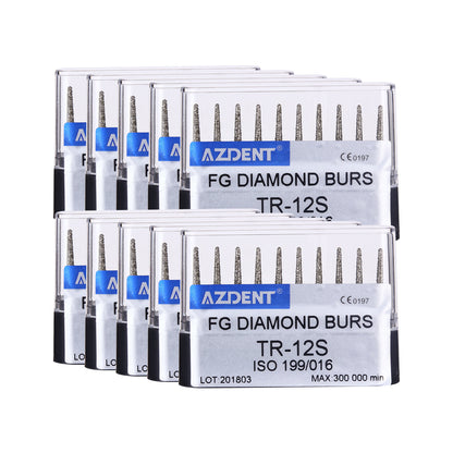 AZDENT FG Diamond Burs TR-12S 10pcs/Box-azdentall.com