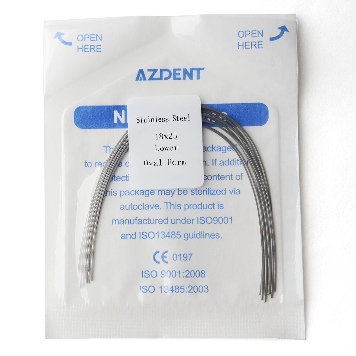 AZDENT Dental Orthodontic AZDENT Archwire Stainless Steel Rectangular Oval 18x25 Lowr 10pcs/Pack-azdentall.com