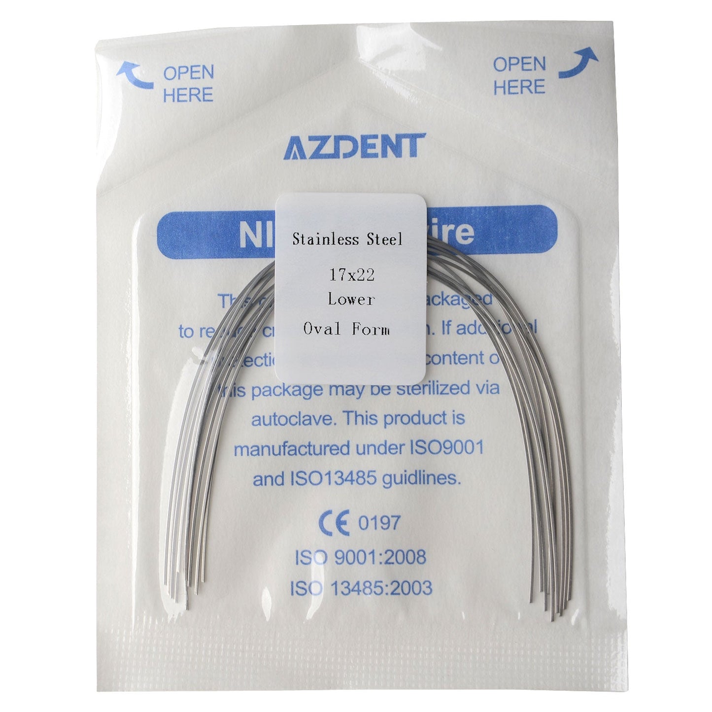 AZDENT Dental Orthodontic AZDENT Archwire Stainless Steel Rectangular Oval 17x22 Lower  10pcs/Pack-azdentall.com
