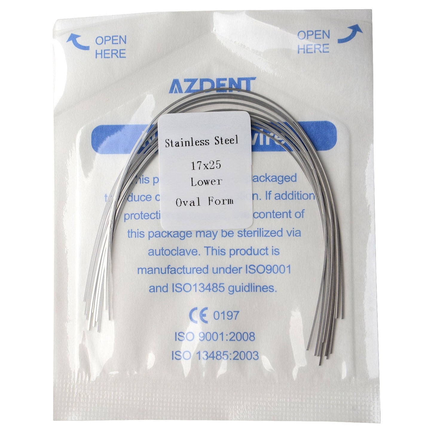 AZDENT Dental Orthodontic AZDENT Archwire Stainless Steel Rectangular Oval 17x25 Lower 10pcs/Pack-azdentall.com