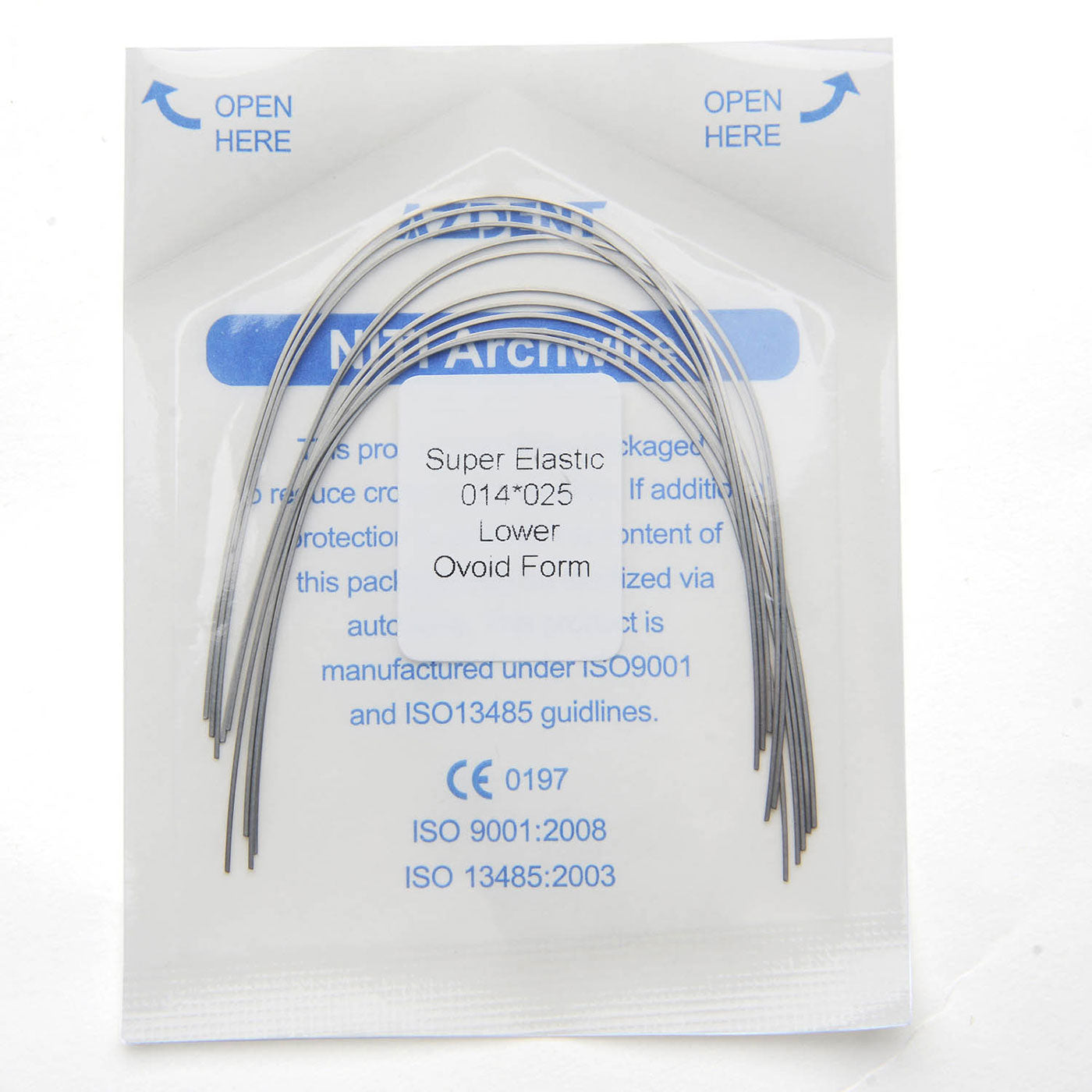 AZDENT Dental Orthodontic Archwires Niti Super Elastic Ovoid Rectangular 0.014x0.025 Lower 10pcs/Pack - azdentall.com