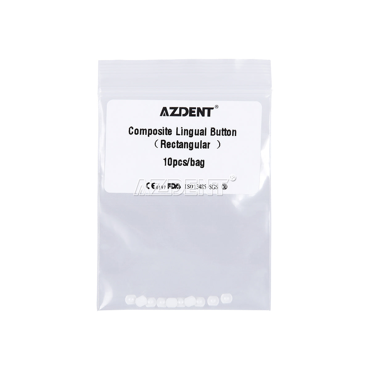 AZDENT Dental Lingual Button Bondable Composite Ceramic Round/Rectangular Base, 10pcs/Bag - azdentall.com