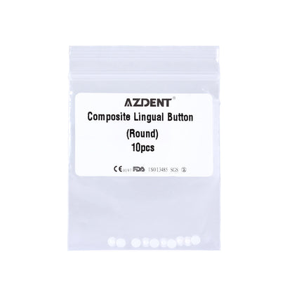 AZDENT Dental Lingual Button Bondable Composite Ceramic Round/Rectangular Base, 10pcs/Bag - azdentall.com