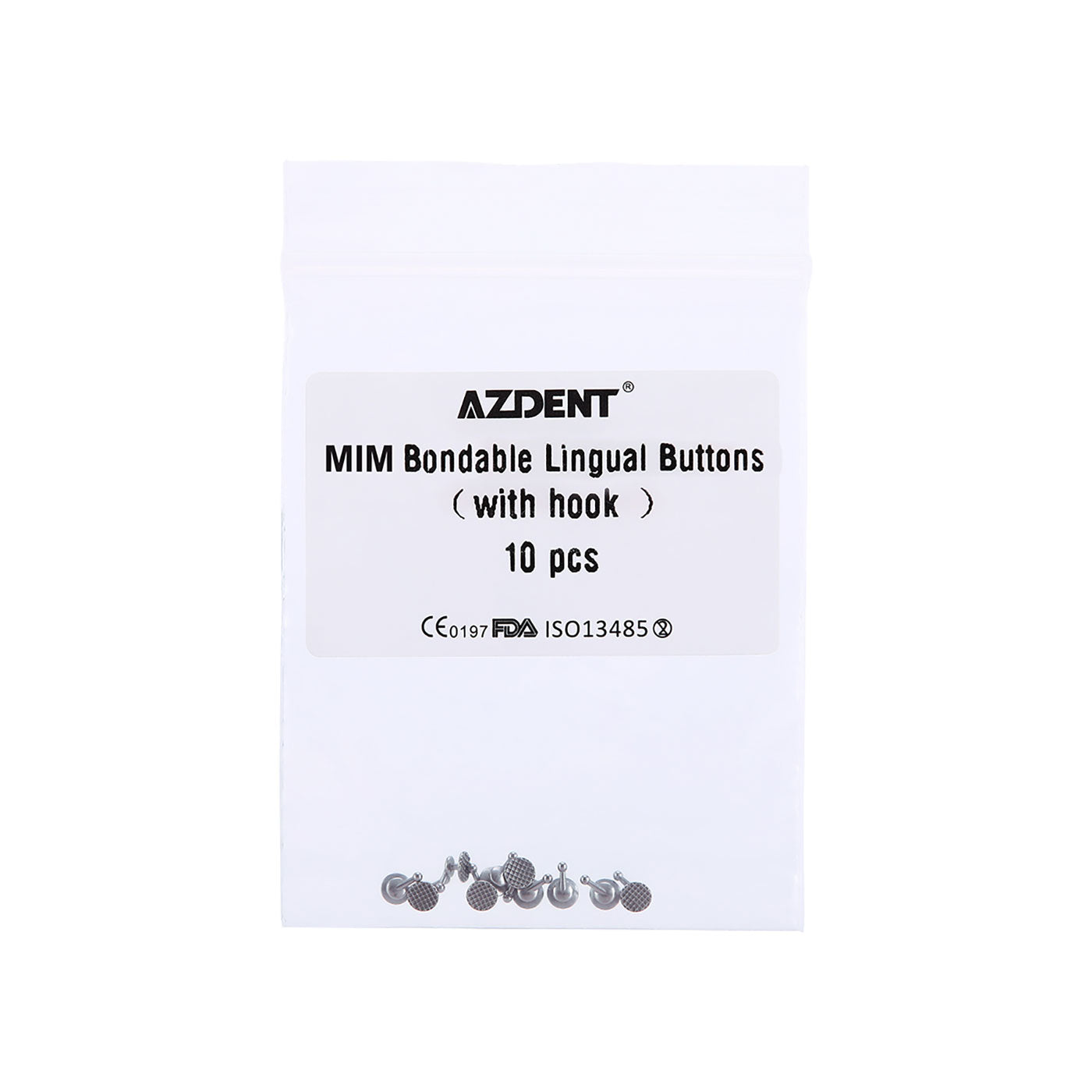 AZDENT Dental Bondable Lingual Buttons with Hook Round Base, 10pcs/Bag - azdentall.com